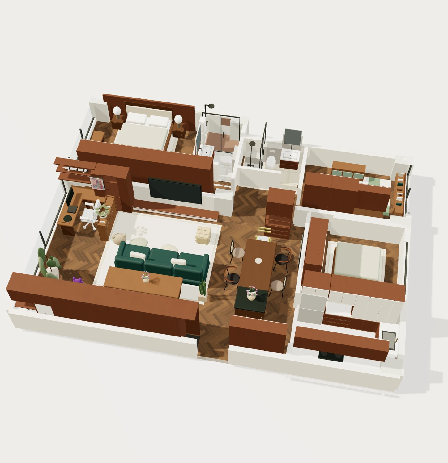 已有花半里 3D 模型的全屋俯视截图